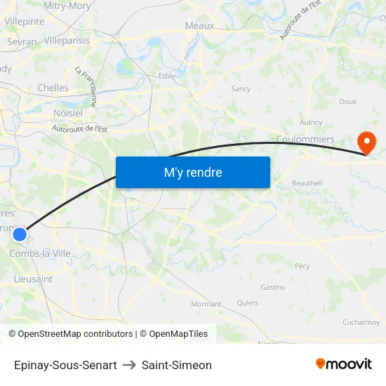 Epinay-Sous-Senart to Saint-Simeon map