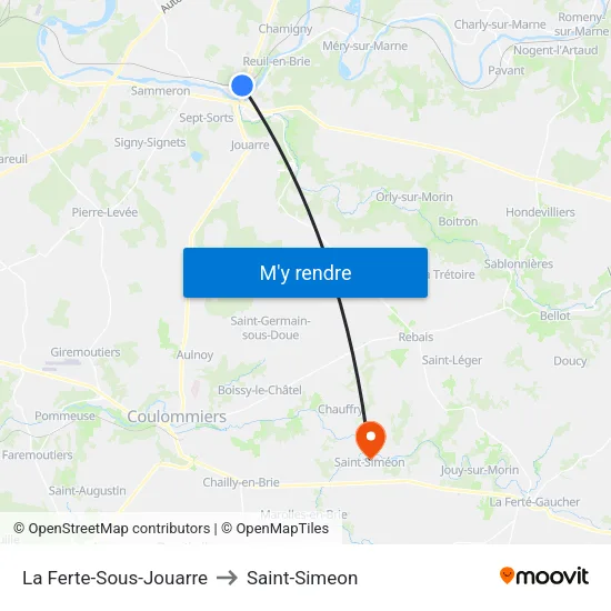 La Ferte-Sous-Jouarre to Saint-Simeon map