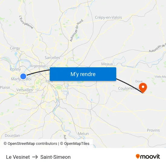 Le Vesinet to Saint-Simeon map