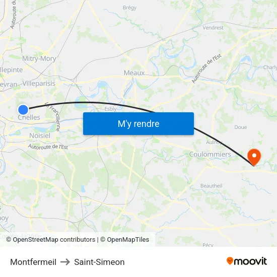 Montfermeil to Saint-Simeon map