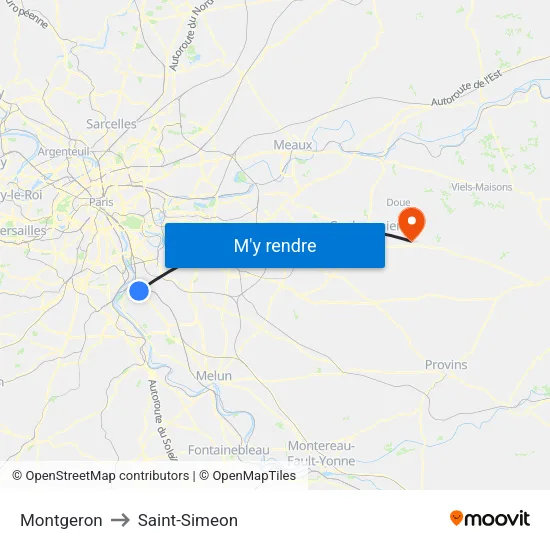 Montgeron to Saint-Simeon map