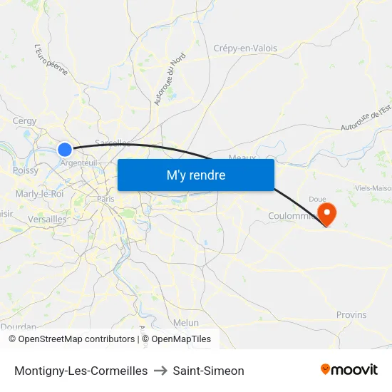 Montigny-Les-Cormeilles to Saint-Simeon map