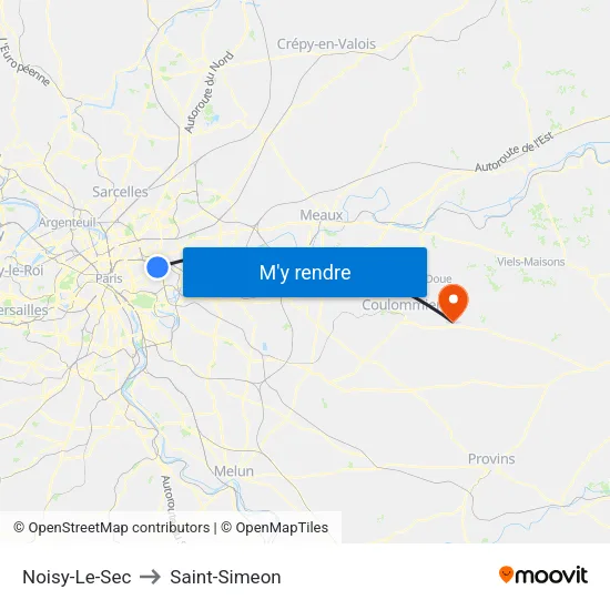 Noisy-Le-Sec to Saint-Simeon map