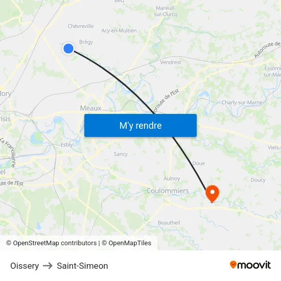 Oissery to Saint-Simeon map