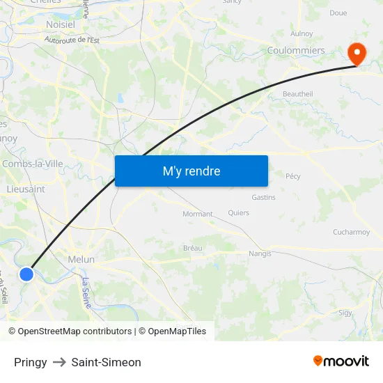 Pringy to Saint-Simeon map