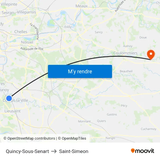 Quincy-Sous-Senart to Saint-Simeon map