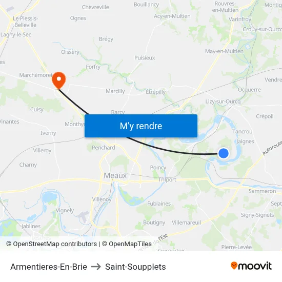 Armentieres-En-Brie to Saint-Soupplets map