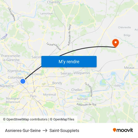 Asnieres-Sur-Seine to Saint-Soupplets map