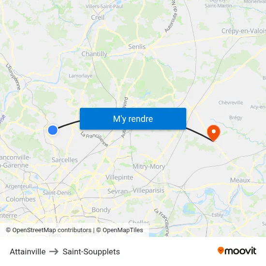 Attainville to Saint-Soupplets map