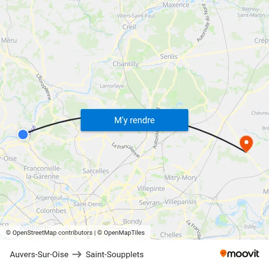 Auvers-Sur-Oise to Saint-Soupplets map