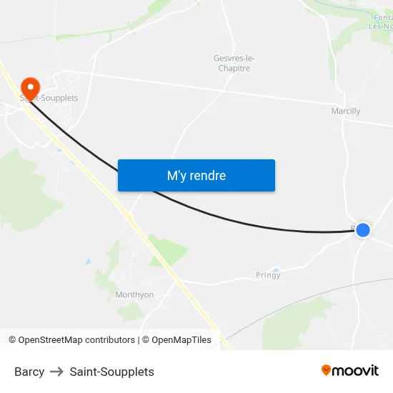 Barcy to Saint-Soupplets map