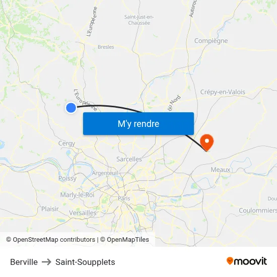 Berville to Saint-Soupplets map