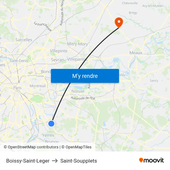 Boissy-Saint-Leger to Saint-Soupplets map