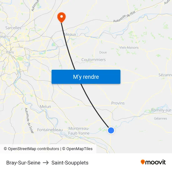 Bray-Sur-Seine to Saint-Soupplets map