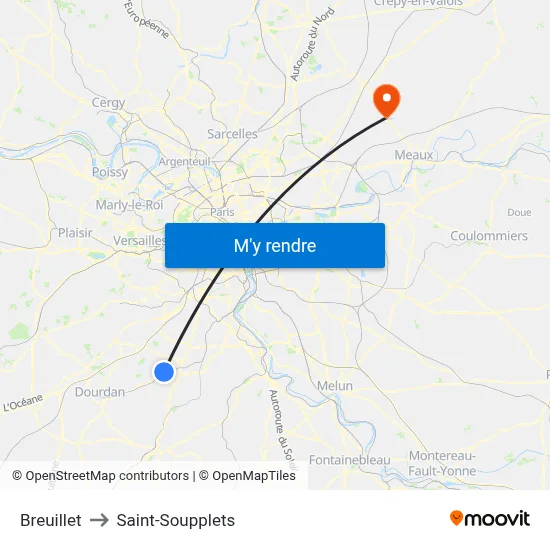 Breuillet to Saint-Soupplets map