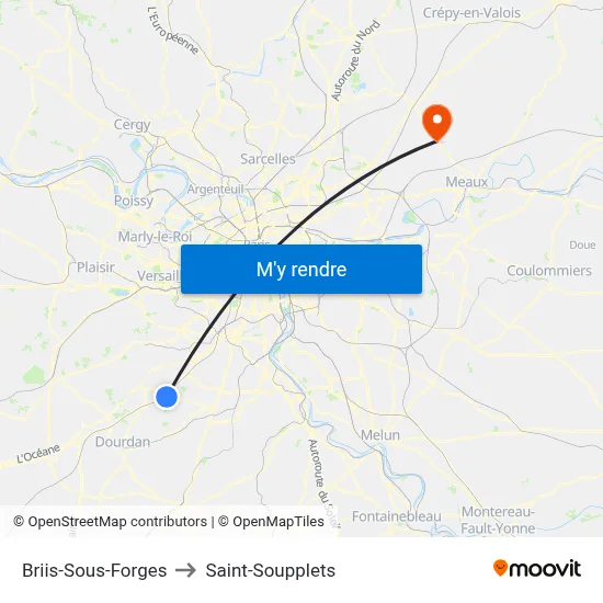 Briis-Sous-Forges to Saint-Soupplets map