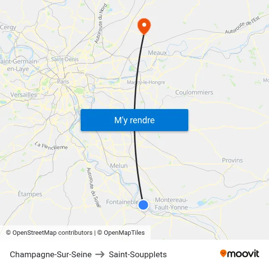 Champagne-Sur-Seine to Saint-Soupplets map