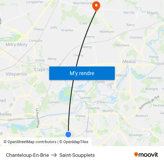 Chanteloup-En-Brie to Saint-Soupplets map