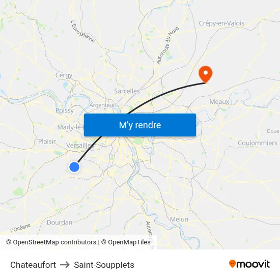 Chateaufort to Saint-Soupplets map