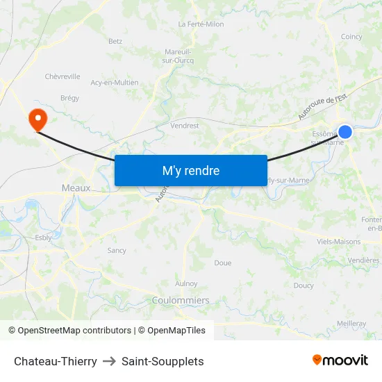 Chateau-Thierry to Saint-Soupplets map