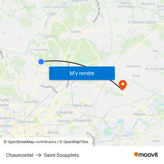 Chaumontel to Saint-Soupplets map