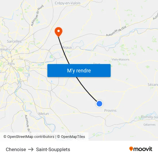 Chenoise to Saint-Soupplets map