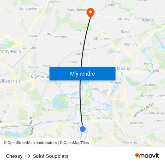 Chessy to Saint-Soupplets map