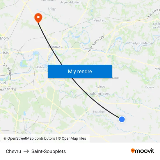 Chevru to Saint-Soupplets map