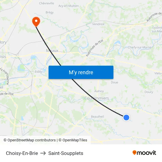 Choisy-En-Brie to Saint-Soupplets map