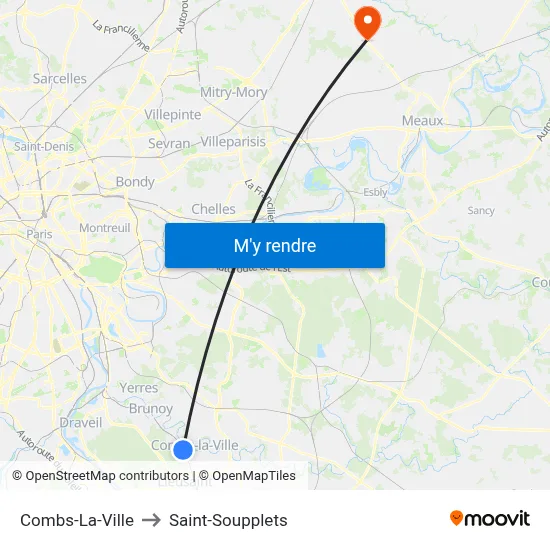 Combs-La-Ville to Saint-Soupplets map