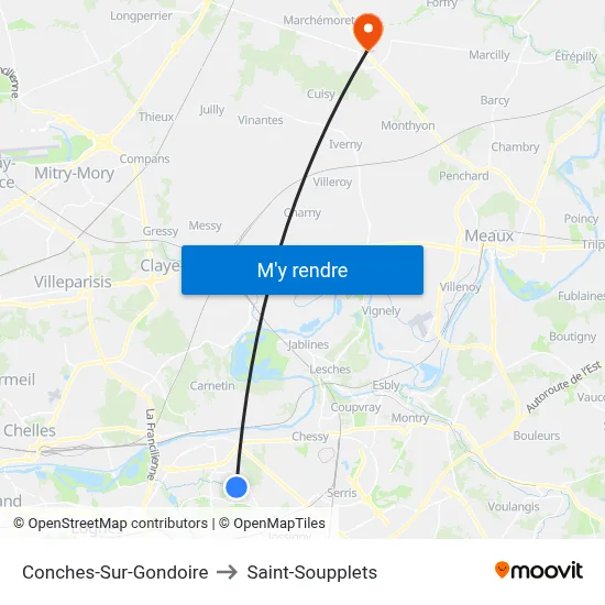 Conches-Sur-Gondoire to Saint-Soupplets map