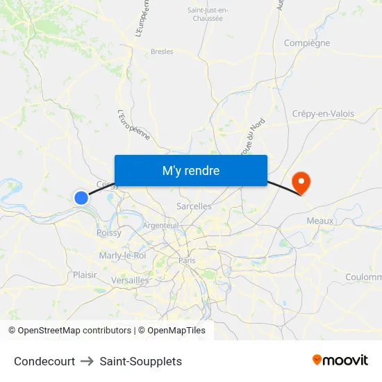 Condecourt to Saint-Soupplets map