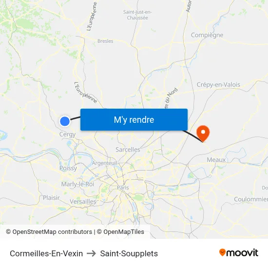 Cormeilles-En-Vexin to Saint-Soupplets map
