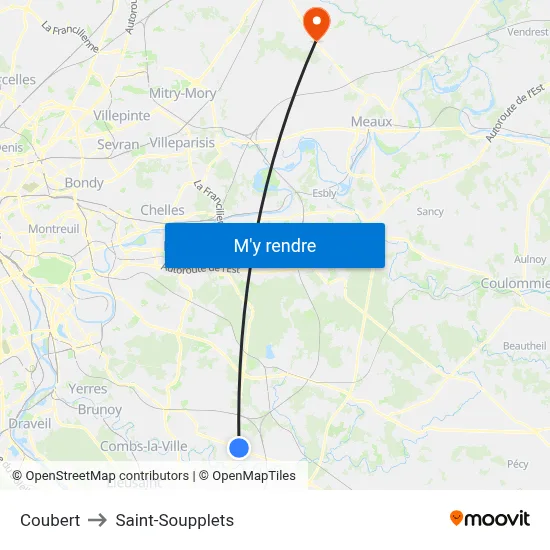 Coubert to Saint-Soupplets map