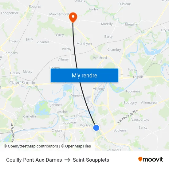 Couilly-Pont-Aux-Dames to Saint-Soupplets map