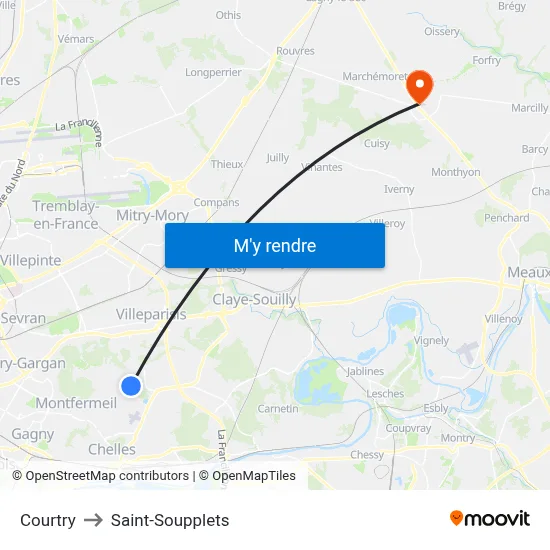 Courtry to Saint-Soupplets map