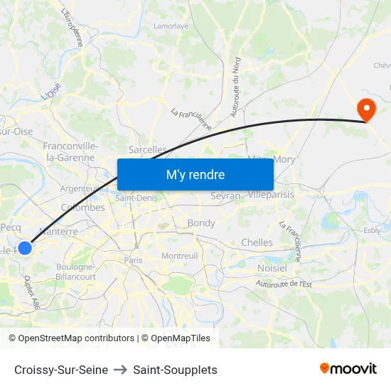 Croissy-Sur-Seine to Saint-Soupplets map