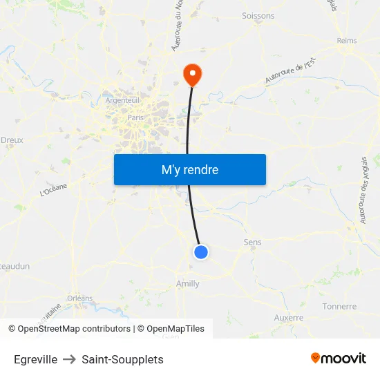 Egreville to Saint-Soupplets map