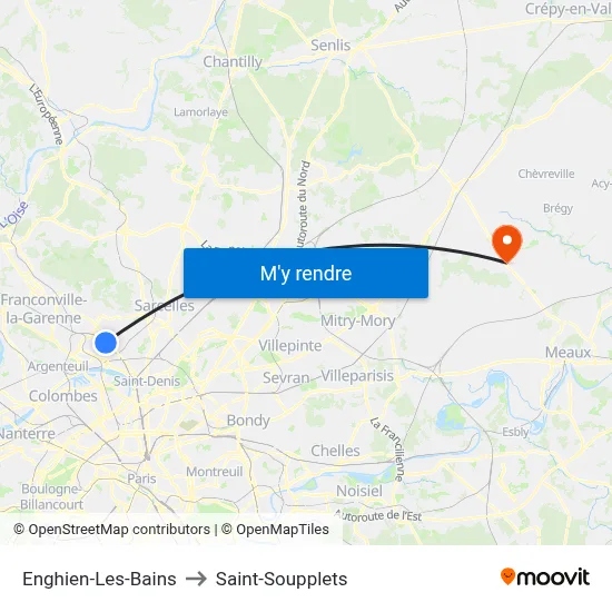 Enghien-Les-Bains to Saint-Soupplets map