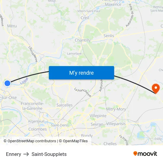 Ennery to Saint-Soupplets map