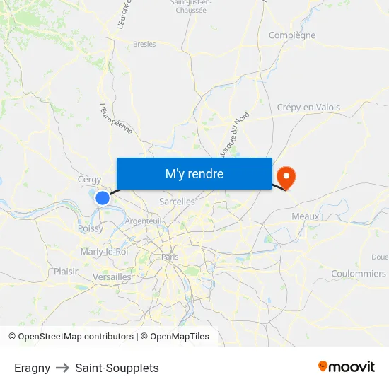 Eragny to Saint-Soupplets map