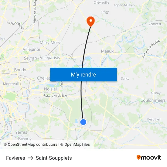 Favieres to Saint-Soupplets map
