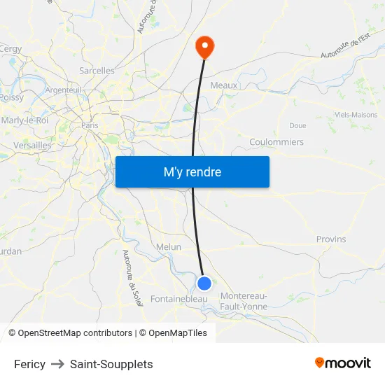 Fericy to Saint-Soupplets map