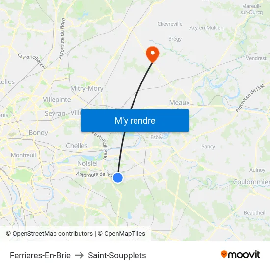 Ferrieres-En-Brie to Saint-Soupplets map