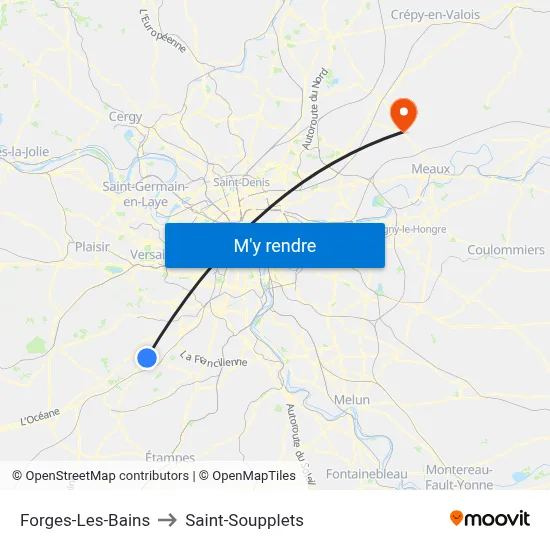 Forges-Les-Bains to Saint-Soupplets map