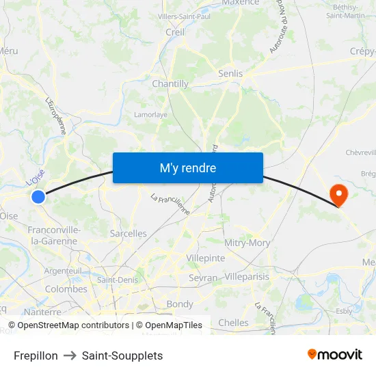 Frepillon to Saint-Soupplets map
