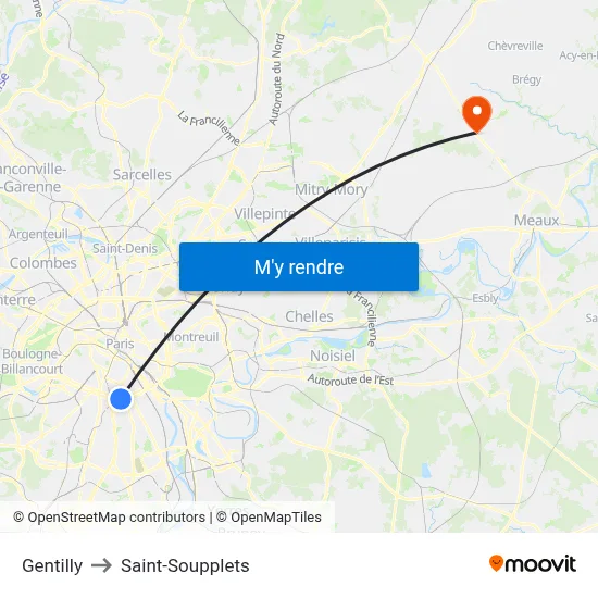 Gentilly to Saint-Soupplets map