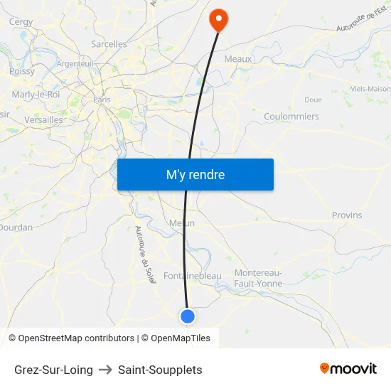 Grez-Sur-Loing to Saint-Soupplets map