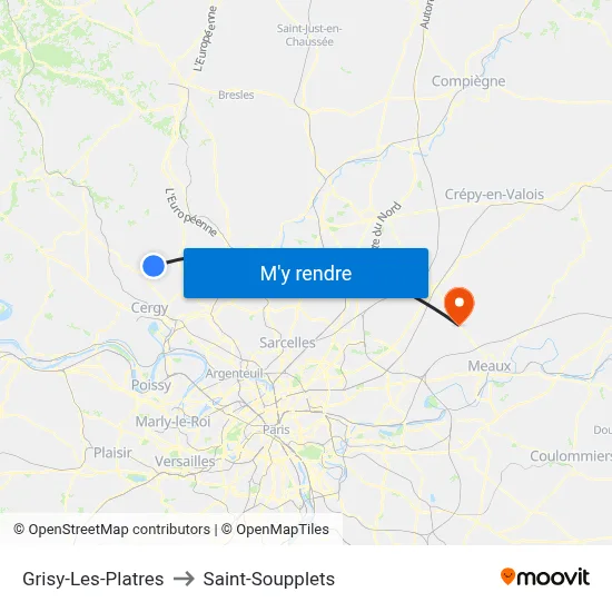 Grisy-Les-Platres to Saint-Soupplets map