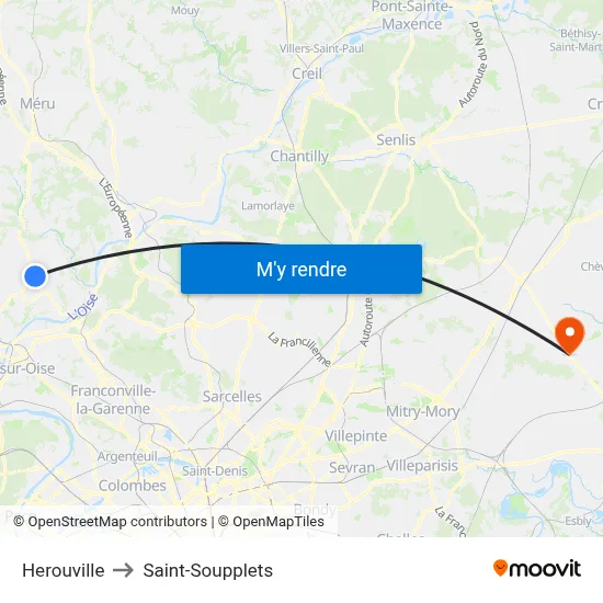 Herouville to Saint-Soupplets map